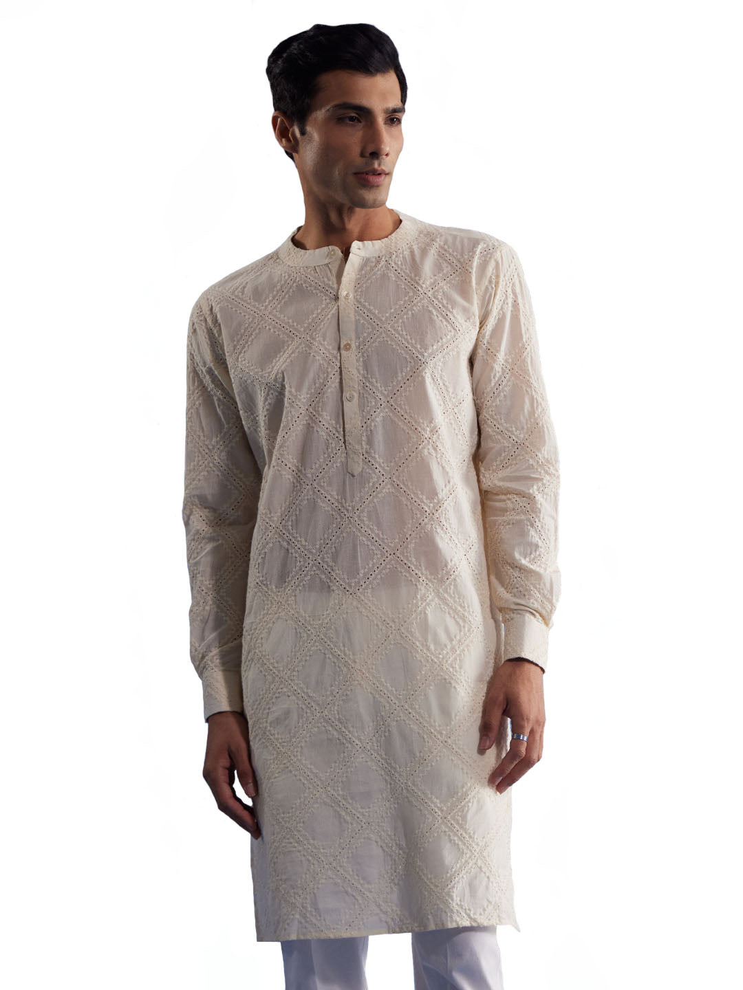 Men's Cream Cotton Kurta