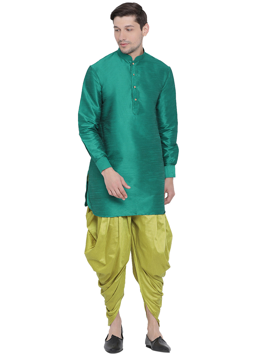 Men's Green Cotton Blend Dhoti