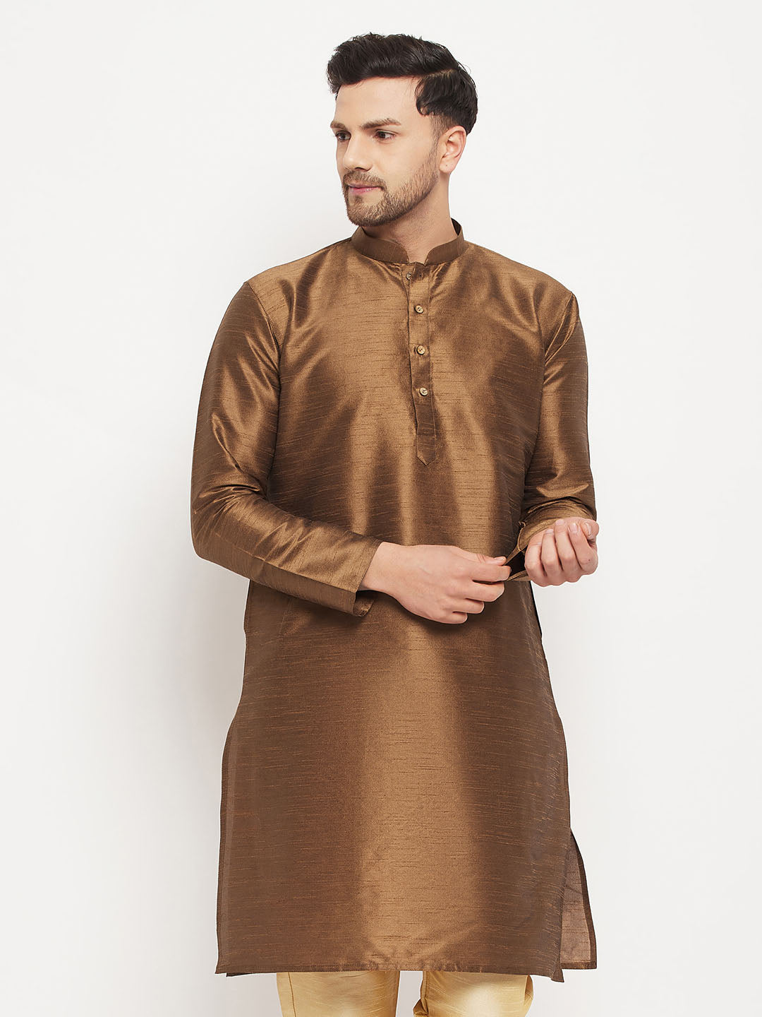 Men's Brown Silk Blend Kurta