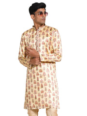 Men's Yellow Silk Blend Kurta