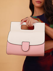 Women's The Envelope Hand Bag - Flamingo Pink & Ivory White