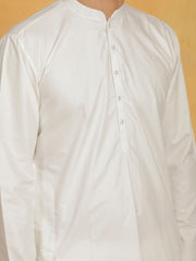 Men's Off White Cotton Silk Kurta And Pyjama Set