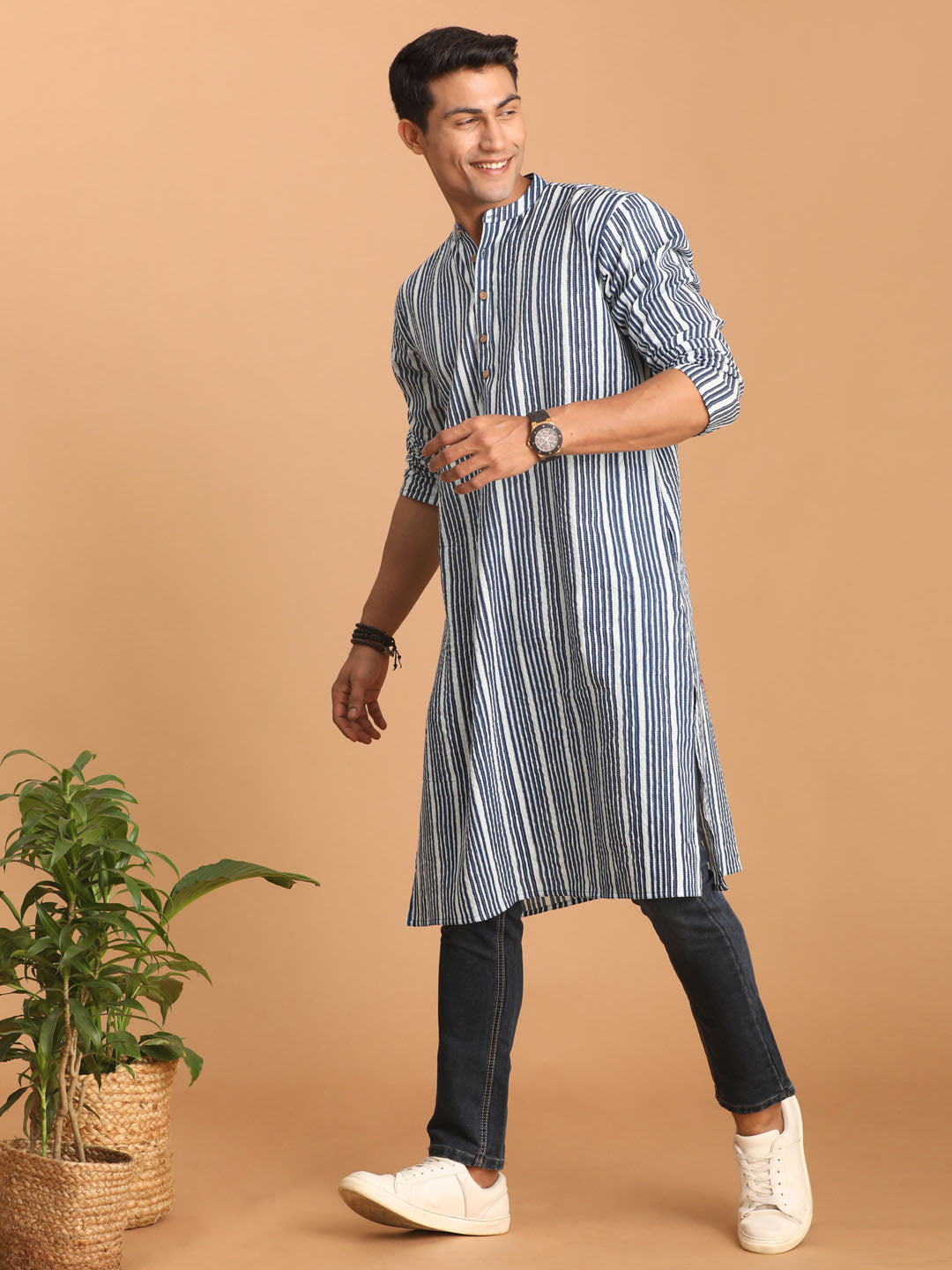 Men's Indigo Blue Cotton Kurta