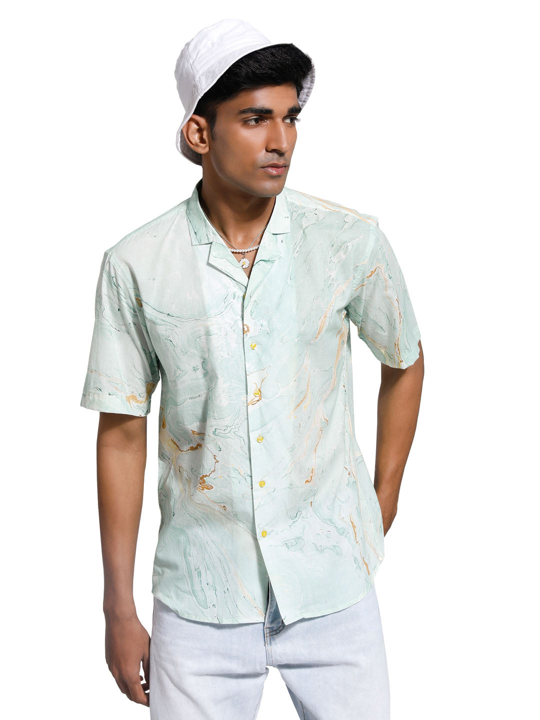 Men's Mint Green Cotton Ethnic Shirt