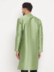 Men's Light Green Silk Blend Kurta