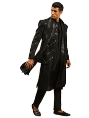 Men's Black Viscose Ethnic Combo Set