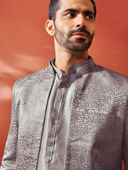 Men's Purple Silk Blend Jodhpuri,Kurta And Pyjama Set.