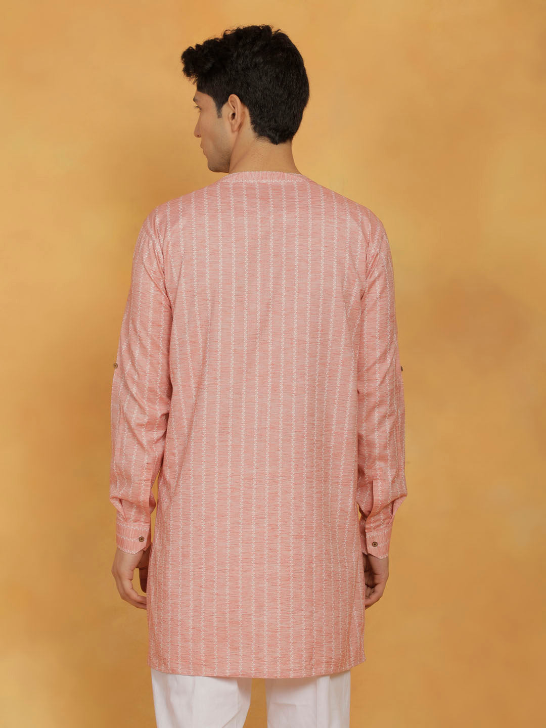 Men's Pink Cotton Kurta