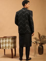 Men's Black Viscose Ethnic Combo Set