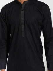 Men's Black Cotton Kurta Pyjama Set