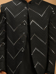 Men's Black Viscose Ethnic Combo Set