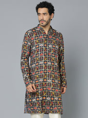 Men's Navy Blue Rayon Kurta