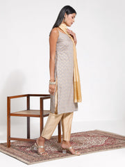 Women's Grey And Rose Gold Kurta Set