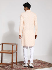 Men's Peach Rayon Kurta And Pyjama Set