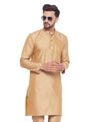 Men Beige Silk Blend Kurta