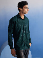 Men's Green Rayon Ethnic Shirt