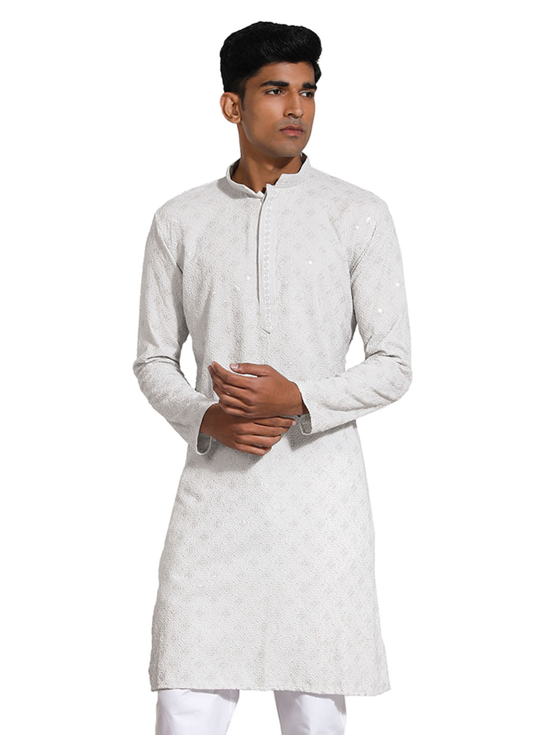 Men's Grey Rayon Kurta