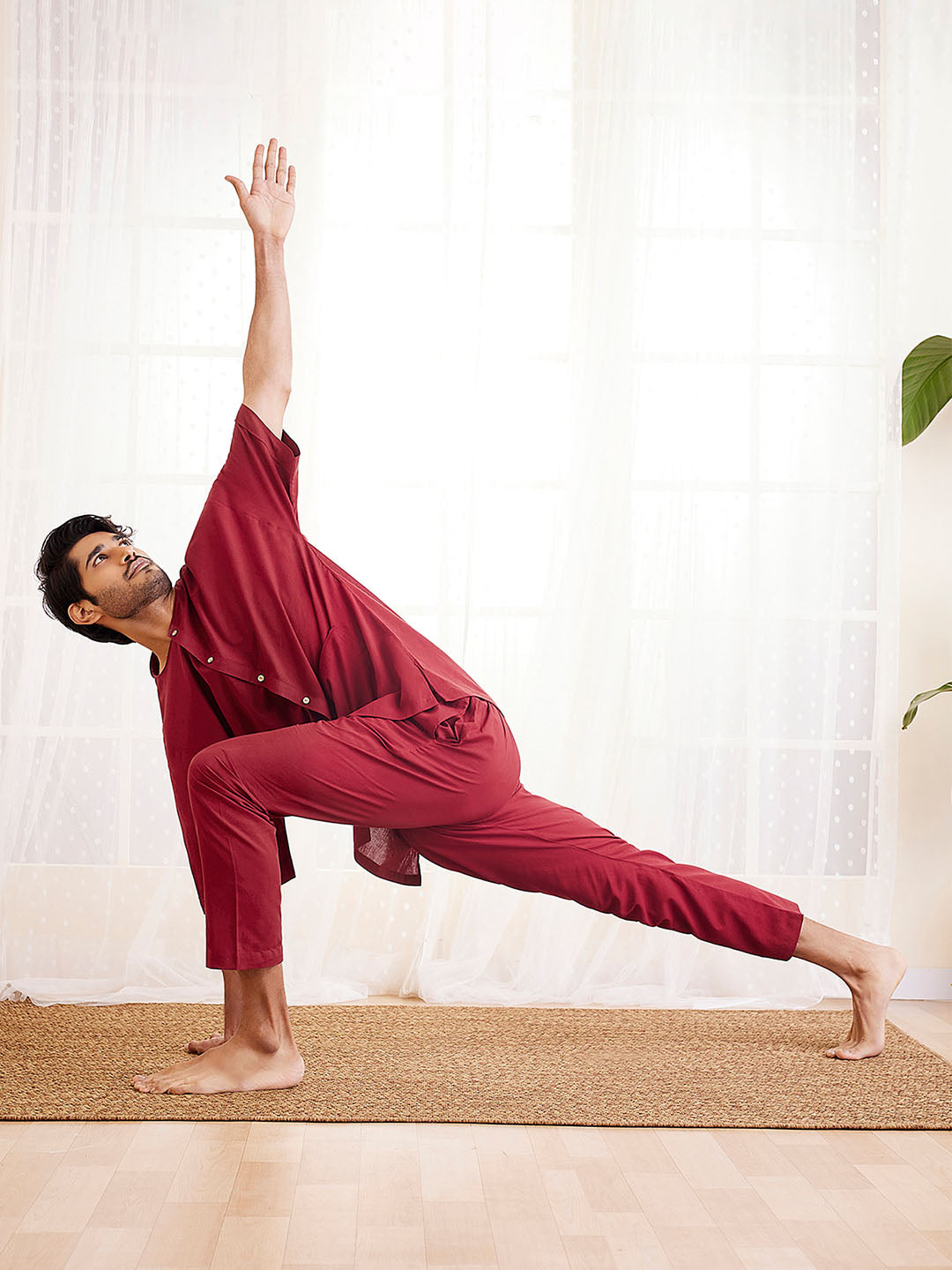 Men's Maroon Cotton Pyjama