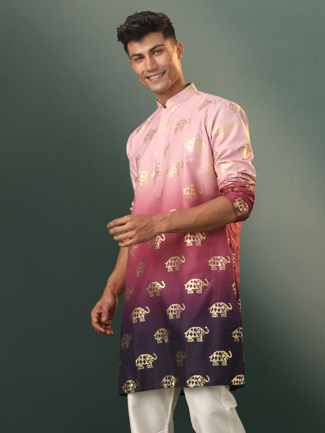 Men's Purple Rayon Kurta