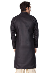 Men's Black Cotton Blend Sherwani Only Top