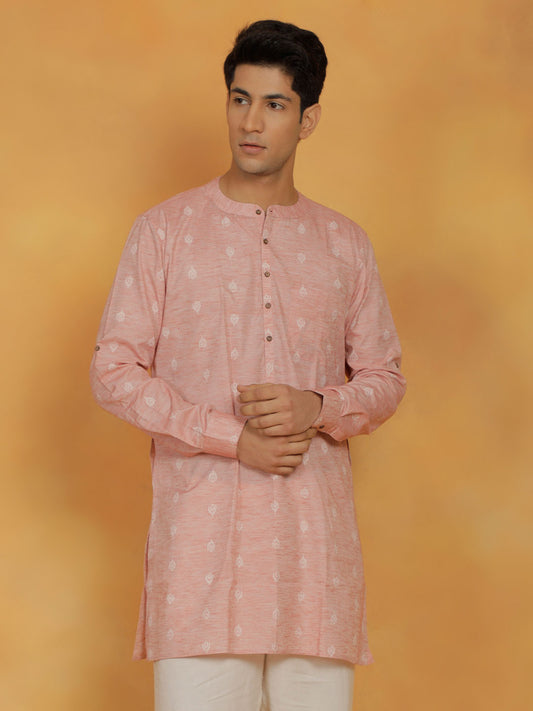 Men's Pink Cotton Kurta