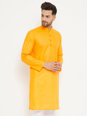 Men's Orange Cotton Kurta