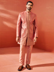 Men's Rust Silk Blend Sherwani Set