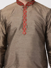 Men's Maroon Silk Blend Kurta