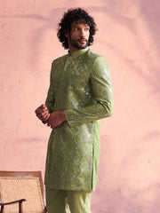 Men's Mint Green Georgette Sherwani Only Top