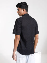 Men's Black Cotton Ethnic Shirt