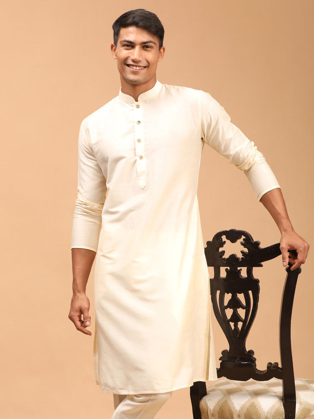 Men's Cream Viscose Kurta