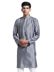 Men's Gray Silk Blend Kurta