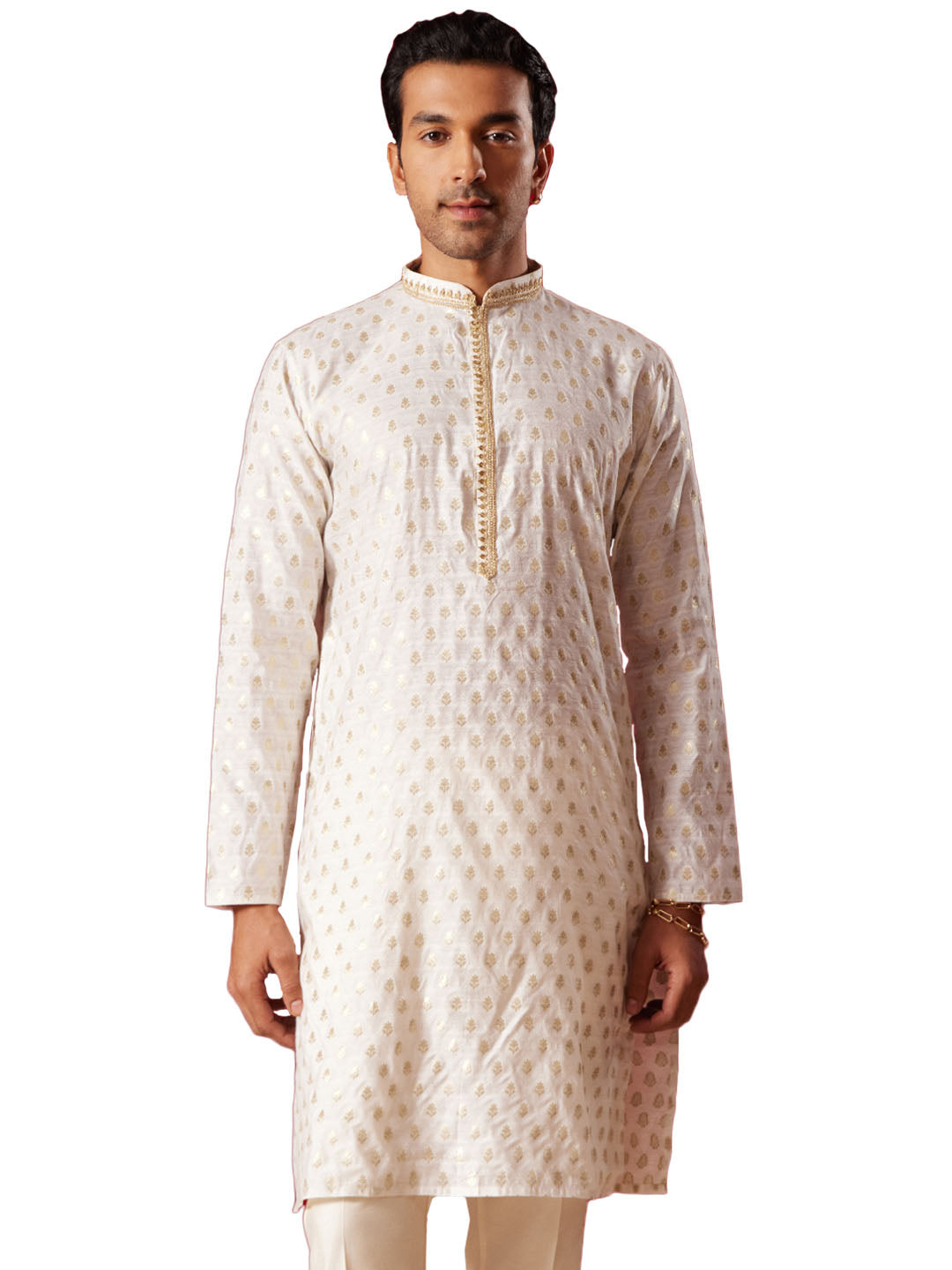 Men's Cream Silk Blend Kurta