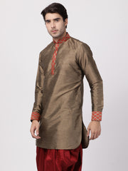 Men's Maroon Silk Blend Kurta