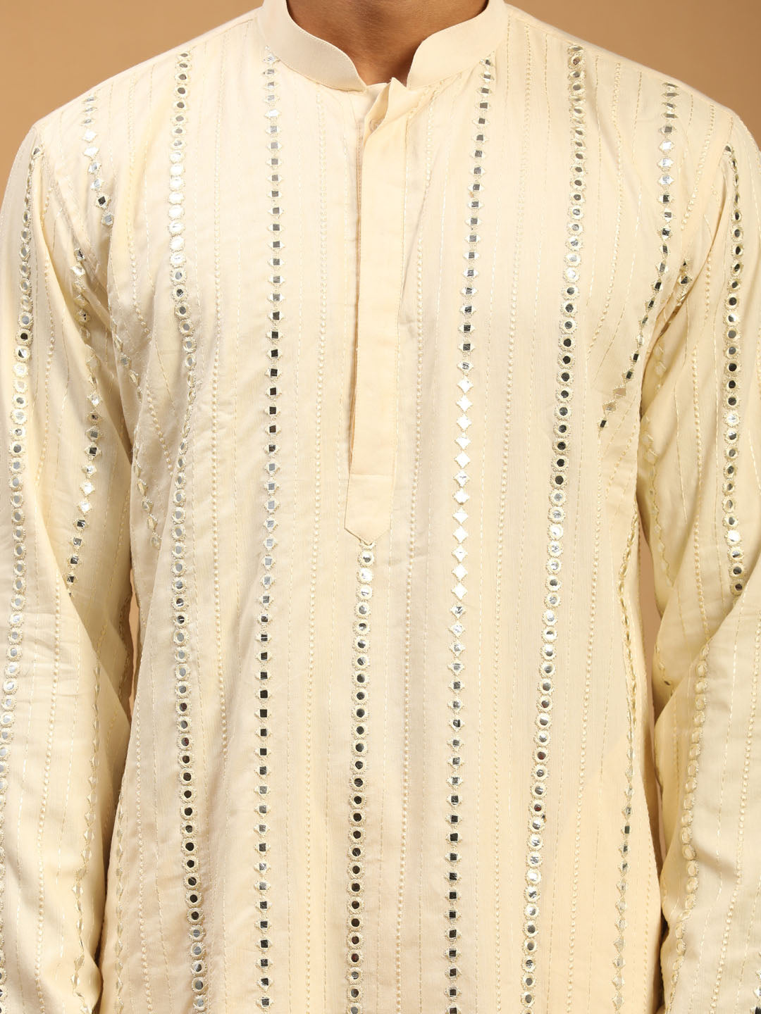 Men's Cream Viscose Kurta