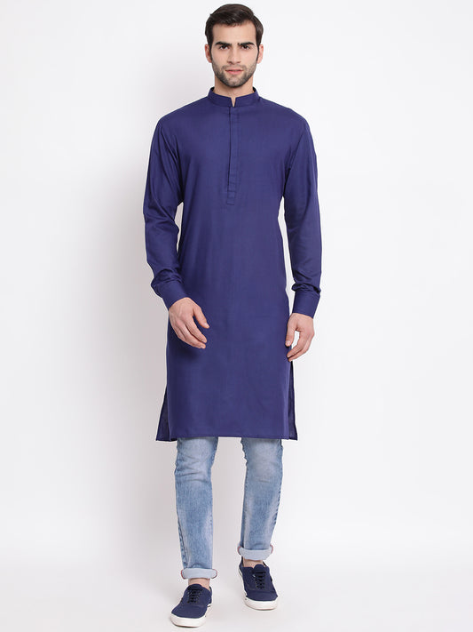 Men's Blue Cotton Blend Kurta