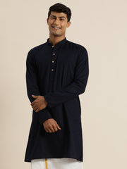 Men's Navy Blue Cotton Kurta