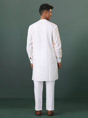 Men's White Cotton Kurta Pyjama Set