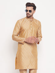 Men Beige Silk Blend Kurta