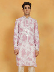 Men's Pink Cotton Blend Kurta