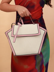 Women's The Roma Canvas Hand Bag - Blush Pink & Cloud White