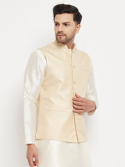 Men's White Silk Blend Nehru Jacket