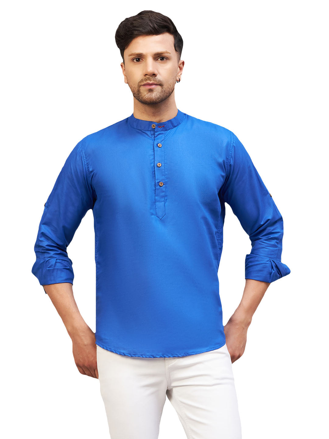 Men's Blue Cotton Blend Kurta