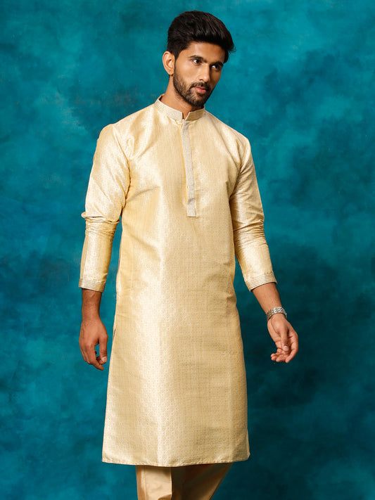 Men's Gold Silk Blend Kurta