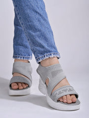 Shoetopia Smart Casual Grey Sandals For Women & Girls