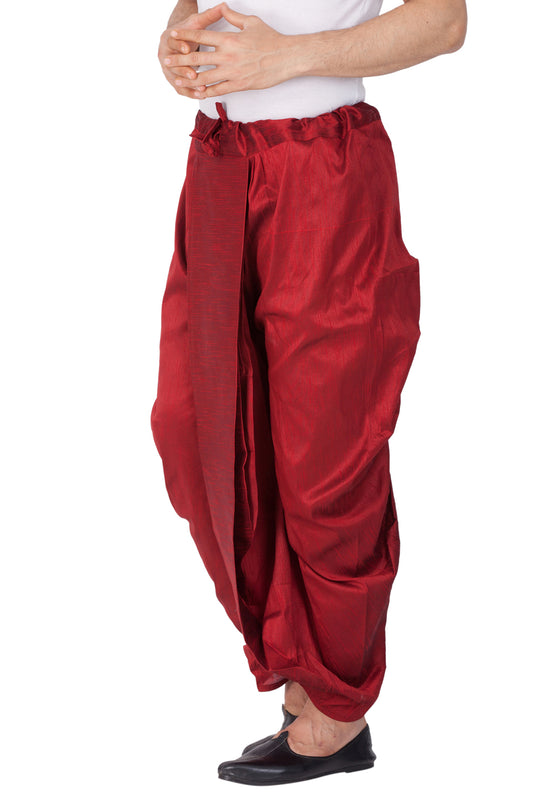 Men's Maroon Silk Blend Dhoti