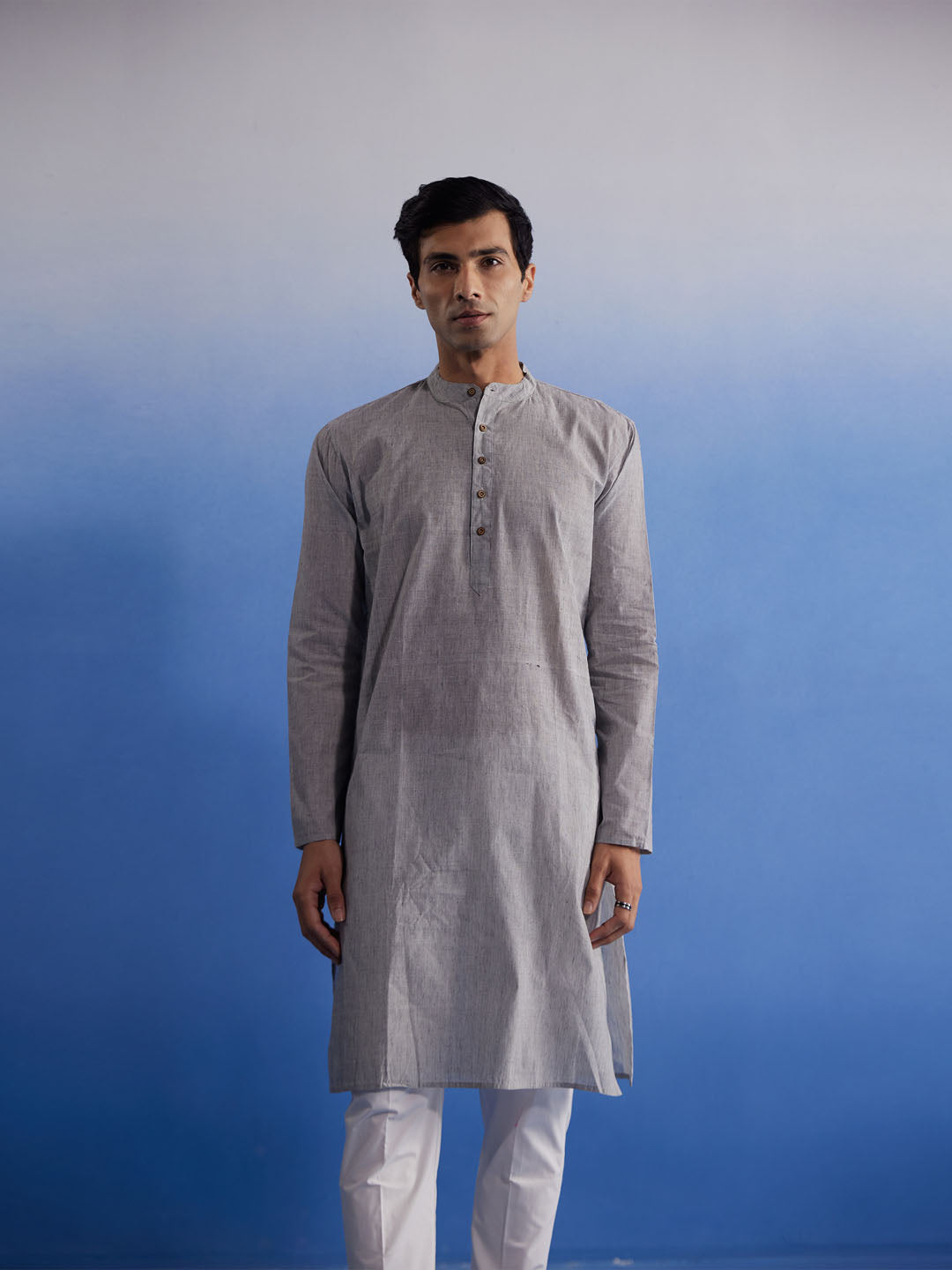 Men's Grey Pure Cotton Kurta