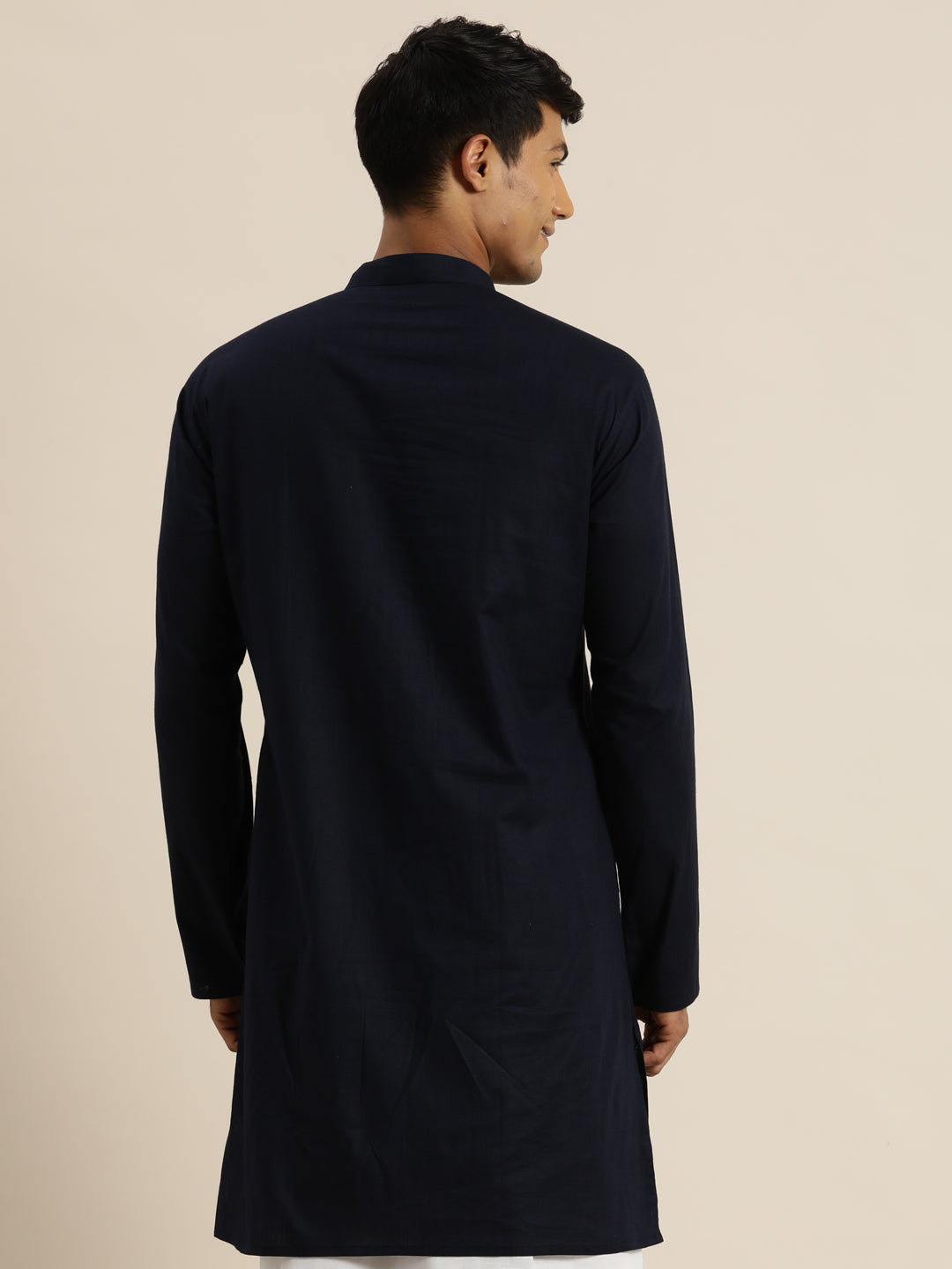 Men's Navy Blue Cotton Kurta