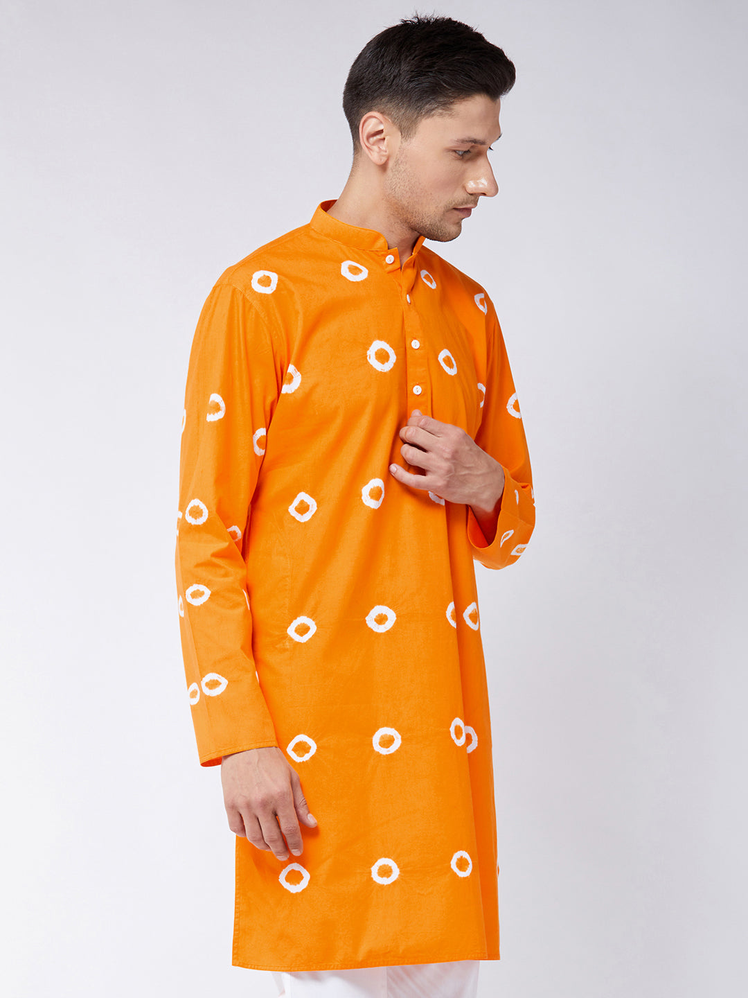 Men's Orange Pure Cotton Kurta