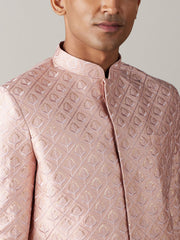 Men's Peach Silk Blend Sherwani Only Top